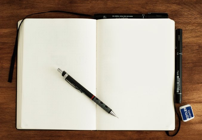 Blank notebook with mechanical pencil
